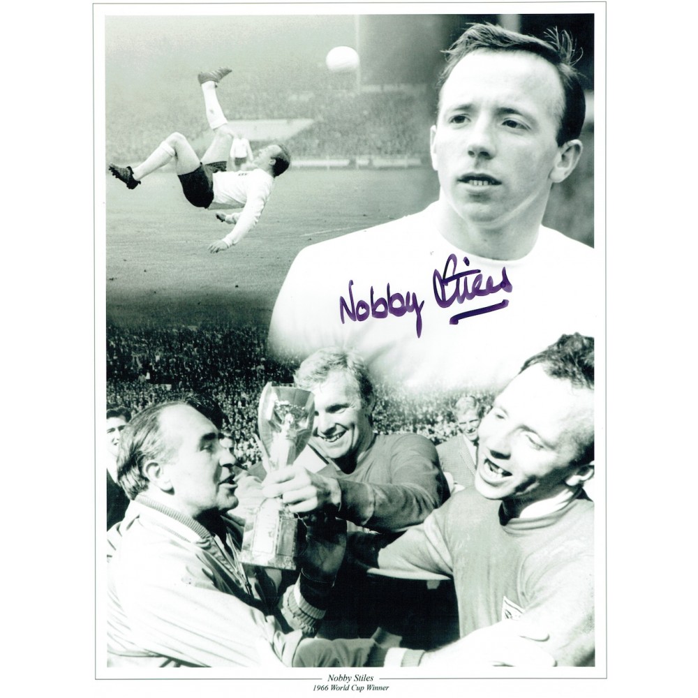 Nobby Stiles Signed 1966 World Cup England 12x16 Signed Montage Football Photograph Nobby Stiles Signed 1966 World Cup England 12x16 Signed Montage Football Photograph