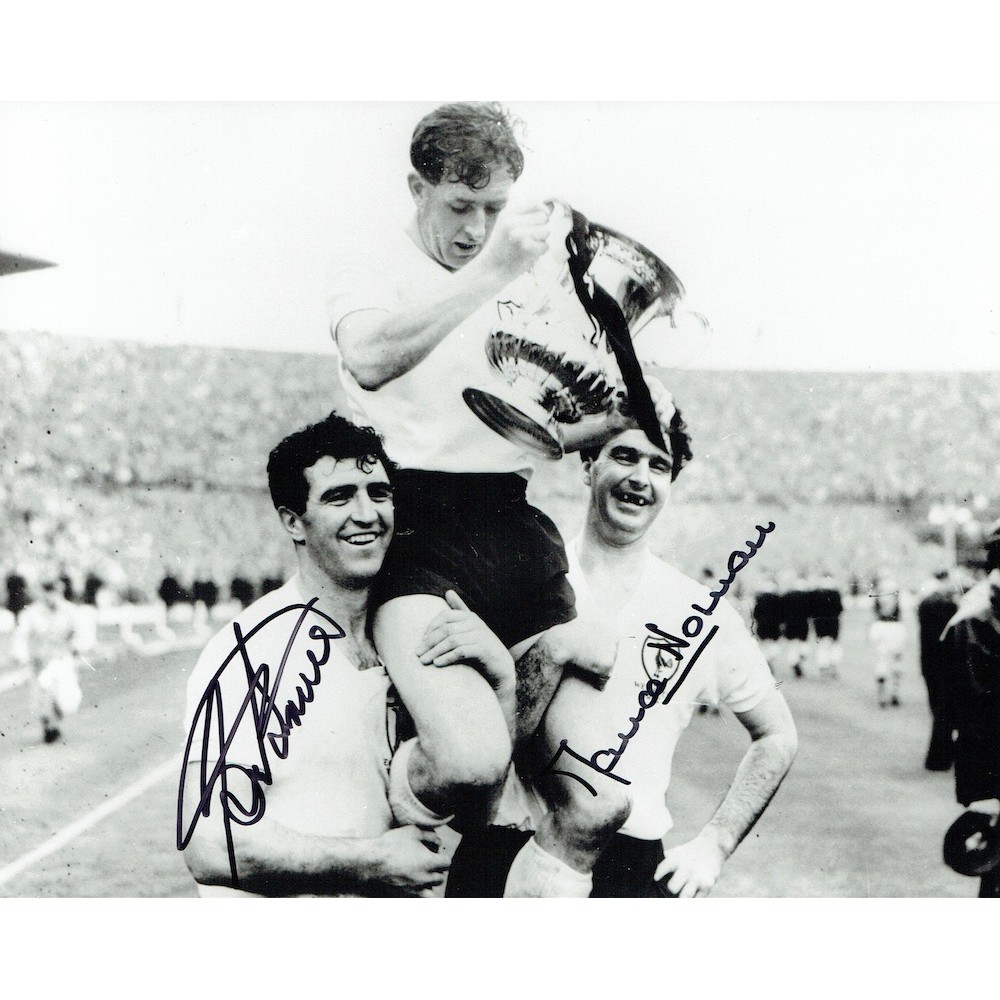 Maurice Norman & Bobby Smith Dual Signed Tottenham Hotspur 1961 FA Cup Final 8x10 Spurs Football Photograph Maurice Norman & Bobby Smith Dual Signed Tottenham Hotspur 1961 FA Cup Final 8x10 Spurs Football Photograph