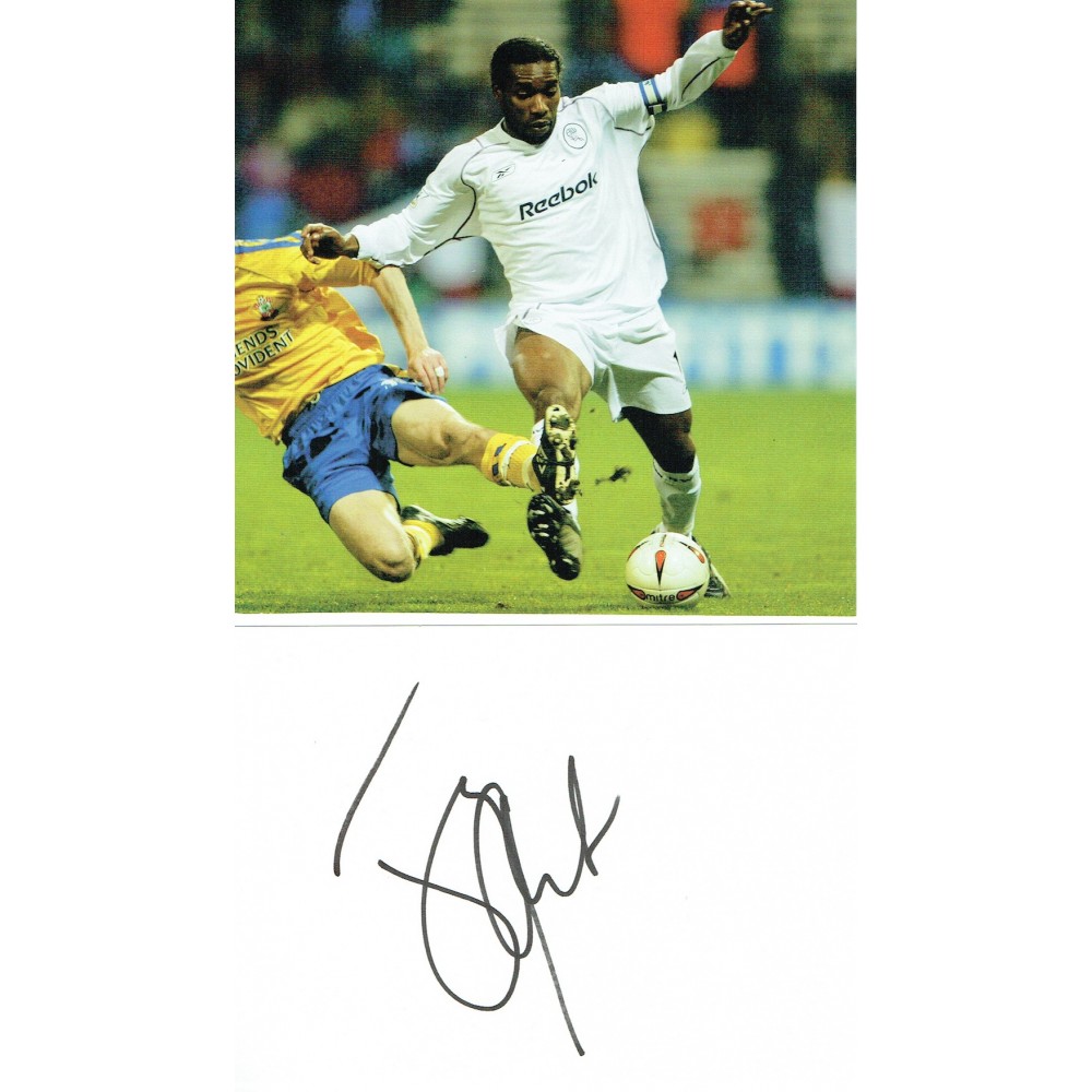 Jay Jay Okocha Signed Index Card & Vintage Bolton Book Picture in Action For Bolton Wanderers Jay Jay Okocha Signed Index Card & Vintage Bolton Book Picture in Action For Bolton Wanderers