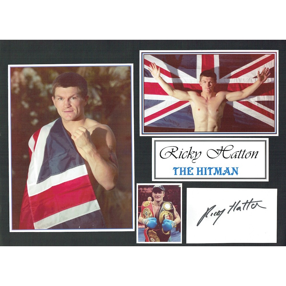 Ricky Hatton Signed Card Mounted Boxing Montage Display