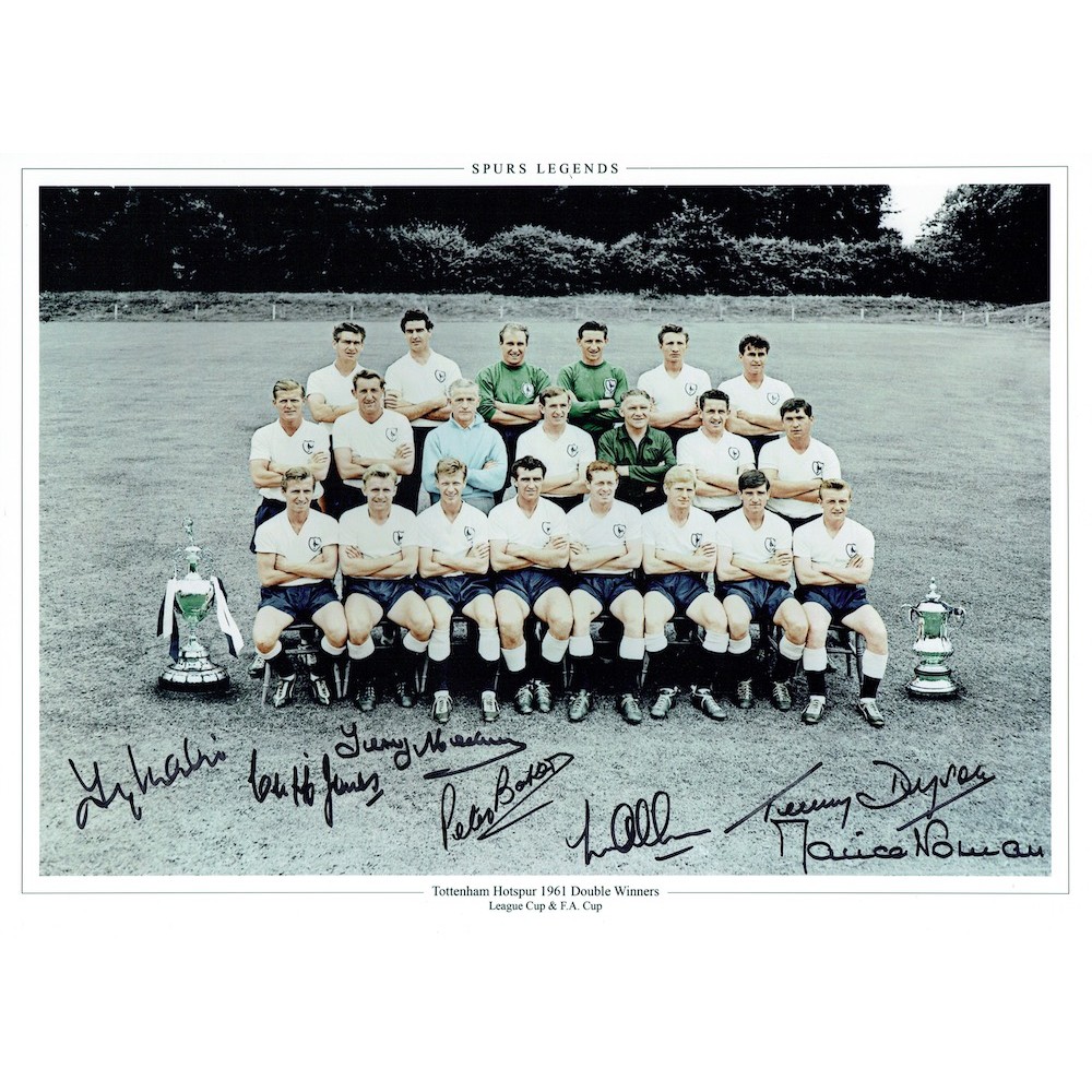 Tottenham Hotspur Muli Signed 1961 Double Winning Legends 12x16 Photograph Signed By Seven Spurs Legends Tottenham Hotspur Muli Signed 1961 Double Winning Legends 12x16 Photograph Signed By Seven Spurs Legends