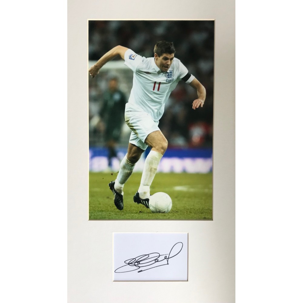 Steven Gerrard Autograph Cut Signature Mounted With 7x11 England Football Photograph