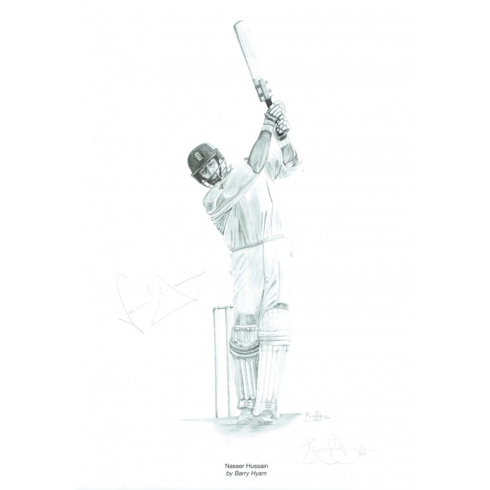 Nasser Hussain Signed Ltd Edition 16 x 11 Inch England Cricket Print