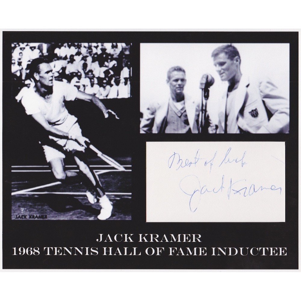 Jack Kramer Autograph 1947 Wimbledon Champion Signature Mounted Into An 8x10 Tennis Photograph Jack Kramer Autograph 1947 Wimbledon Champion Signature Mounted Into An 8x10 Tennis Photograph