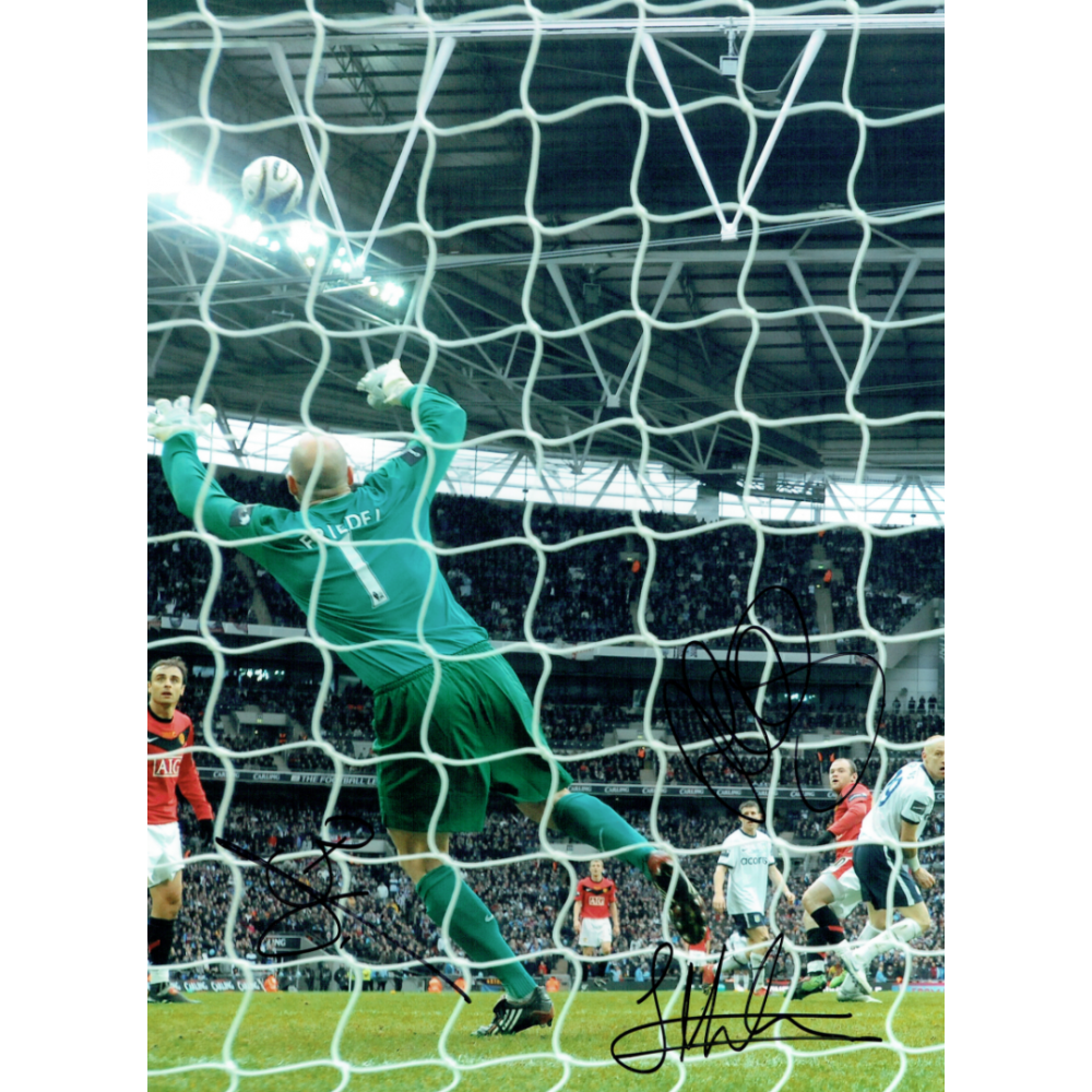Aston Villa Multi Signed 16x12 Inch Football Photo By James Milner, Brad Friedel & James Collins.