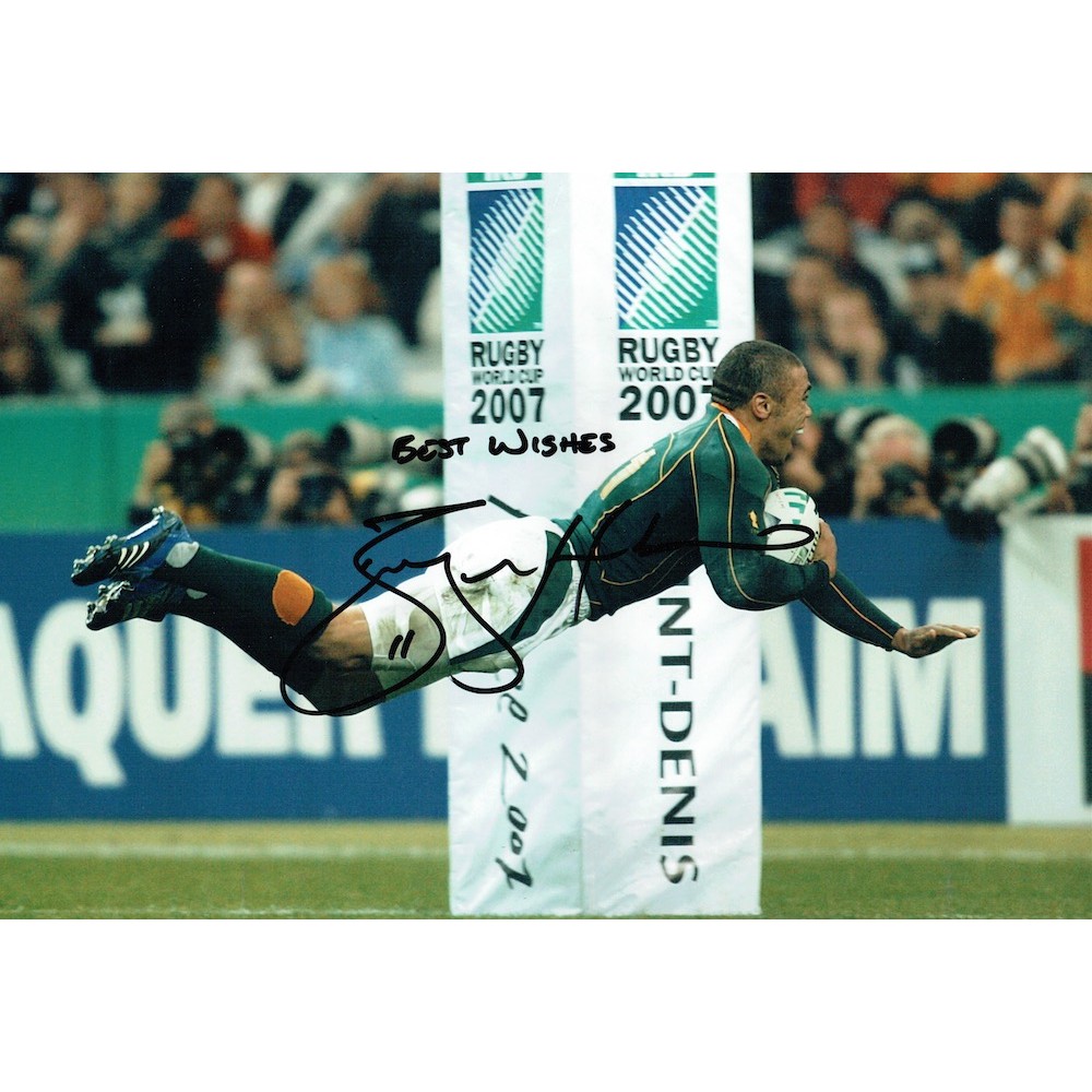 Bryan Habana Signed 18x12 South Africa Rugby World Cup Photograph Bryan Habana Signed 18x12 South Africa Rugby World Cup Photograph