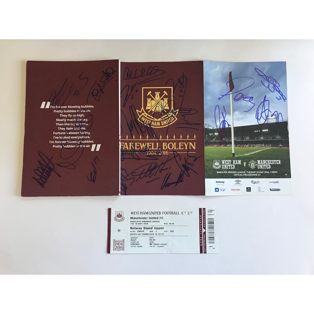 West Ham United FAREWELL BOLEYN Programme Signed By 19 Legends Ex West Ham Players Football Programme & Ticket West Ham United FAREWELL BOLEYN Programme Signed By 19 Legends Ex West Ham Players Football Programme & Ticket