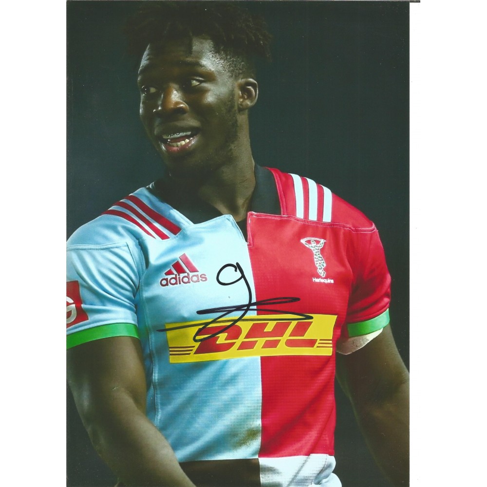 Gabriel Ibitoye Harlequins 12 x 8 inch Hand Signed Authentic Rugby Photo Gabriel Ibitoye Harlequins 12 x 8 inch Hand Signed Authentic Rugby Photo
