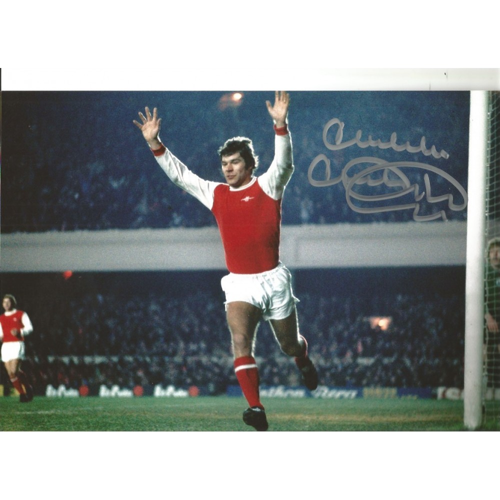 Malcolm Mcdonald Arsenal Signed 10 x 8 inch football photo. Malcolm Mcdonald Arsenal Signed 10 x 8 inch football photo.