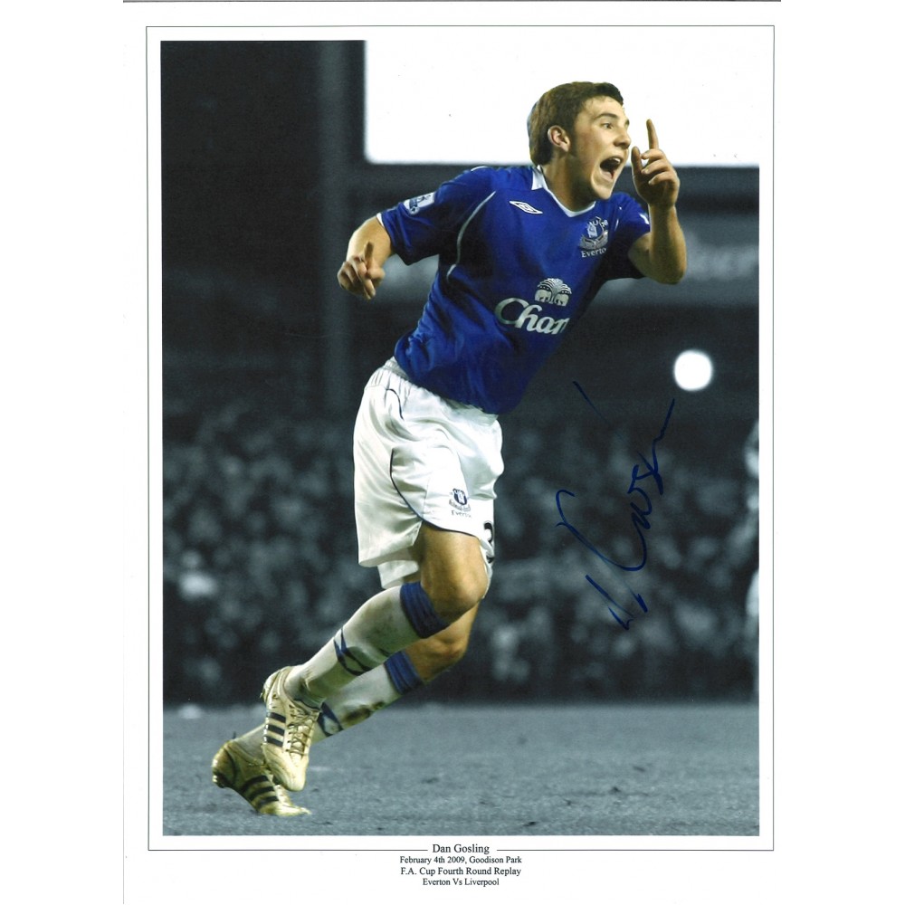Dan Gosling collage Everton Signed 16 x 12 inch football photo. Dan Gosling collage Everton Signed 16 x 12 inch football photo.