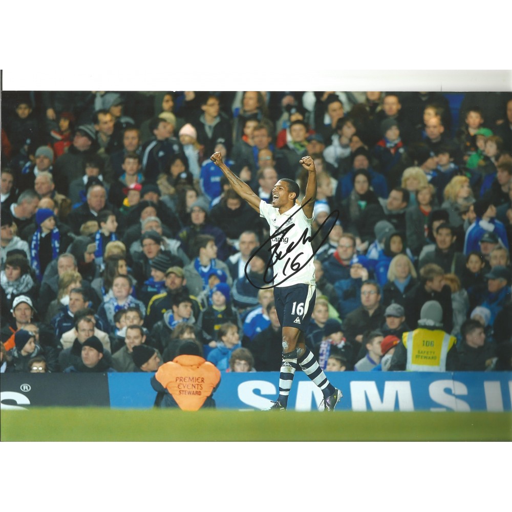 Jermaine Beckford Everton Signed 10 x 8 inch football photo.