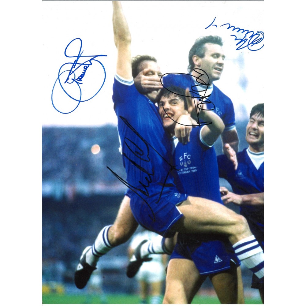 Andy Gray,Peter Reid, Graeme Sharp and Paul Bracewell Everton Signed 12 x 8 inch football photo. Andy Gray,Peter Reid, Graeme Sharp and Paul Bracewell Everton Signed 12 x 8 inch football photo.
