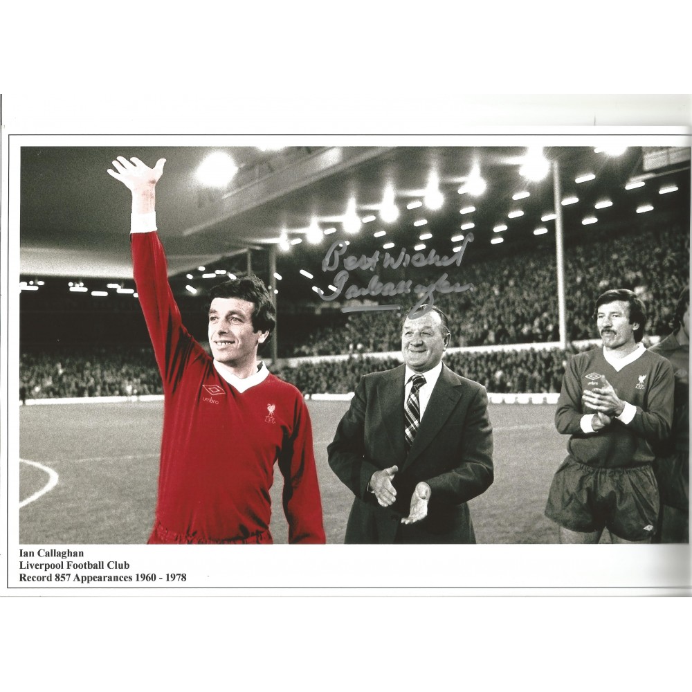 Ian Callaghan Liverpool Signed 10 x 8 inch football photo. Ian Callaghan Liverpool Signed 10 x 8 inch football photo.
