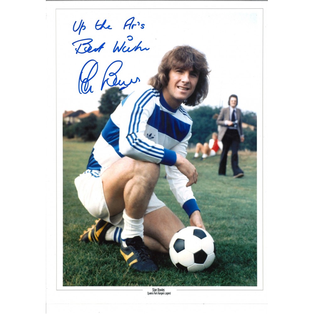 Stan Bowles QPR Signed 16 x 12 inch football photo. Stan Bowles QPR Signed 16 x 12 inch football photo.
