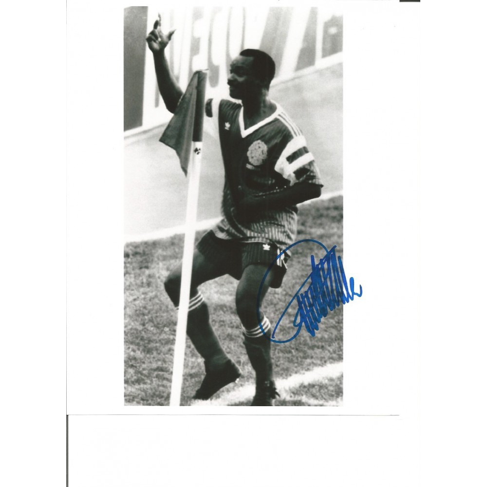 Roger Milla Cameroon Signed 10 x 8 inch football photo. Roger Milla Cameroon Signed 10 x 8 inch football photo.