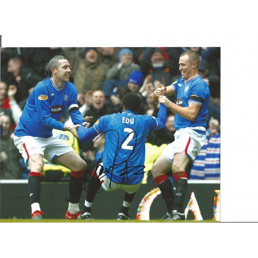 Maurice Edu Celtic goal Rangers Signed 10 x 8 inch football photo. Maurice Edu Celtic goal Rangers Signed 10 x 8 inch football photo.