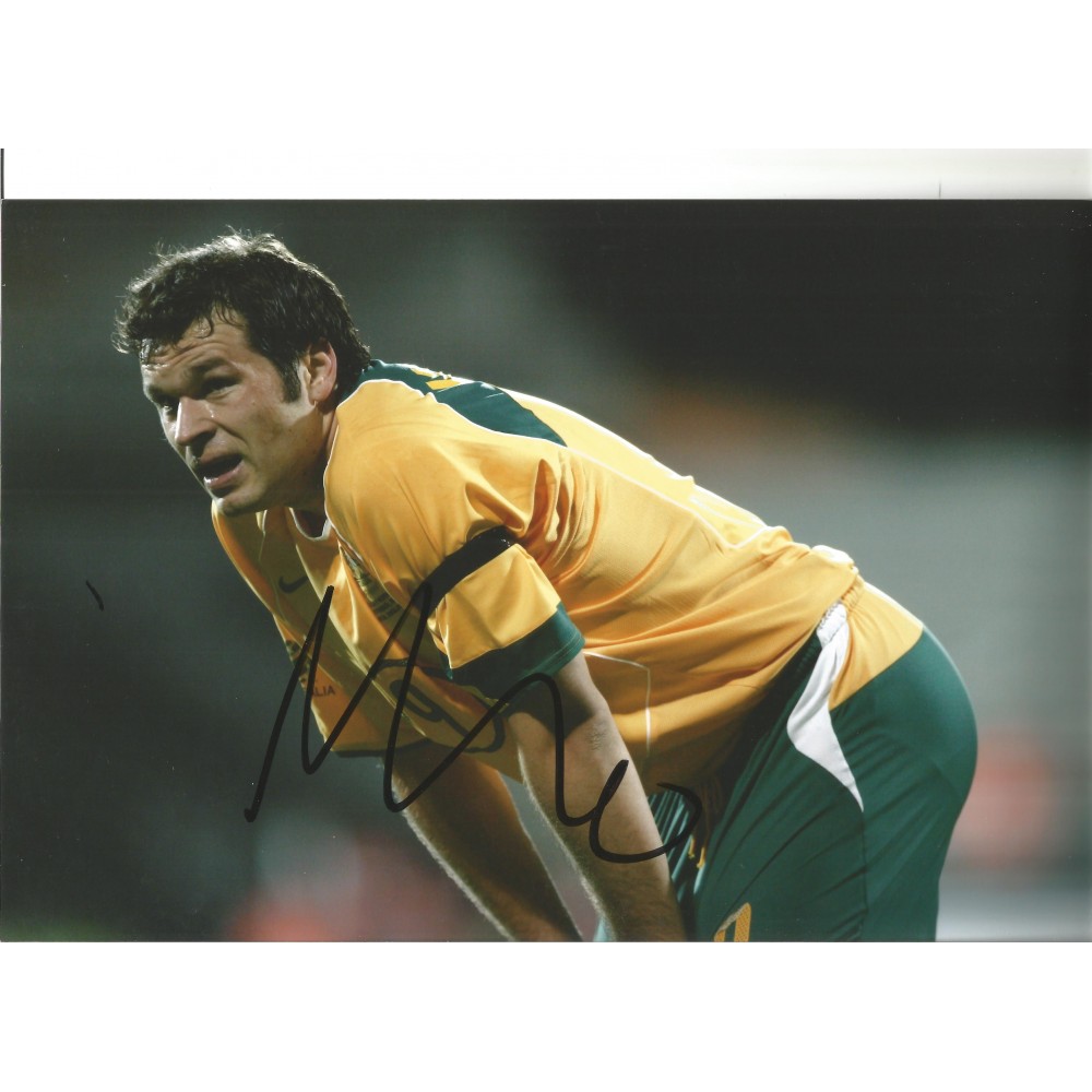 Mark Viduka Australia Signed 10 x 8 inch football photo.