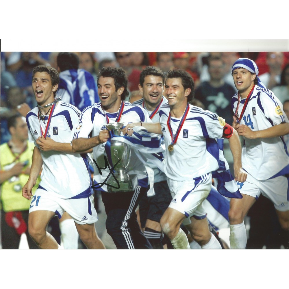 Giorgos Karagounis Greece Signed 12 x 8 inch football photo. Giorgos Karagounis Greece Signed 12 x 8 inch football photo.