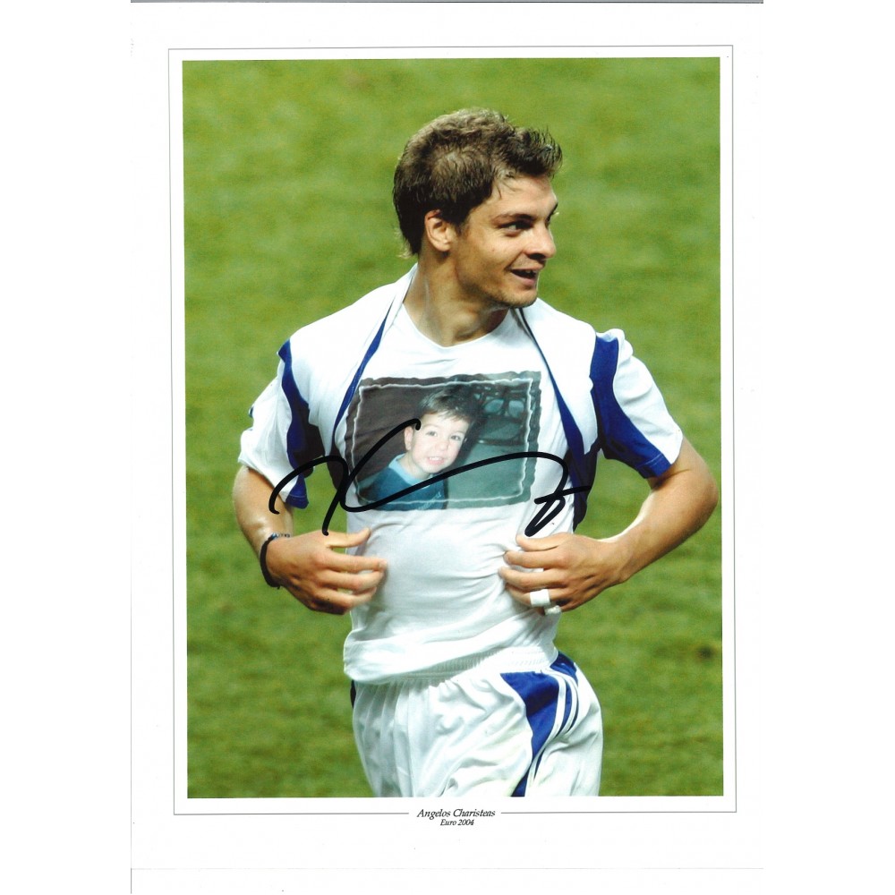 Angelos Charisteas Greece Signed 16 x 12 inch football photo. Angelos Charisteas Greece Signed 16 x 12 inch football photo.