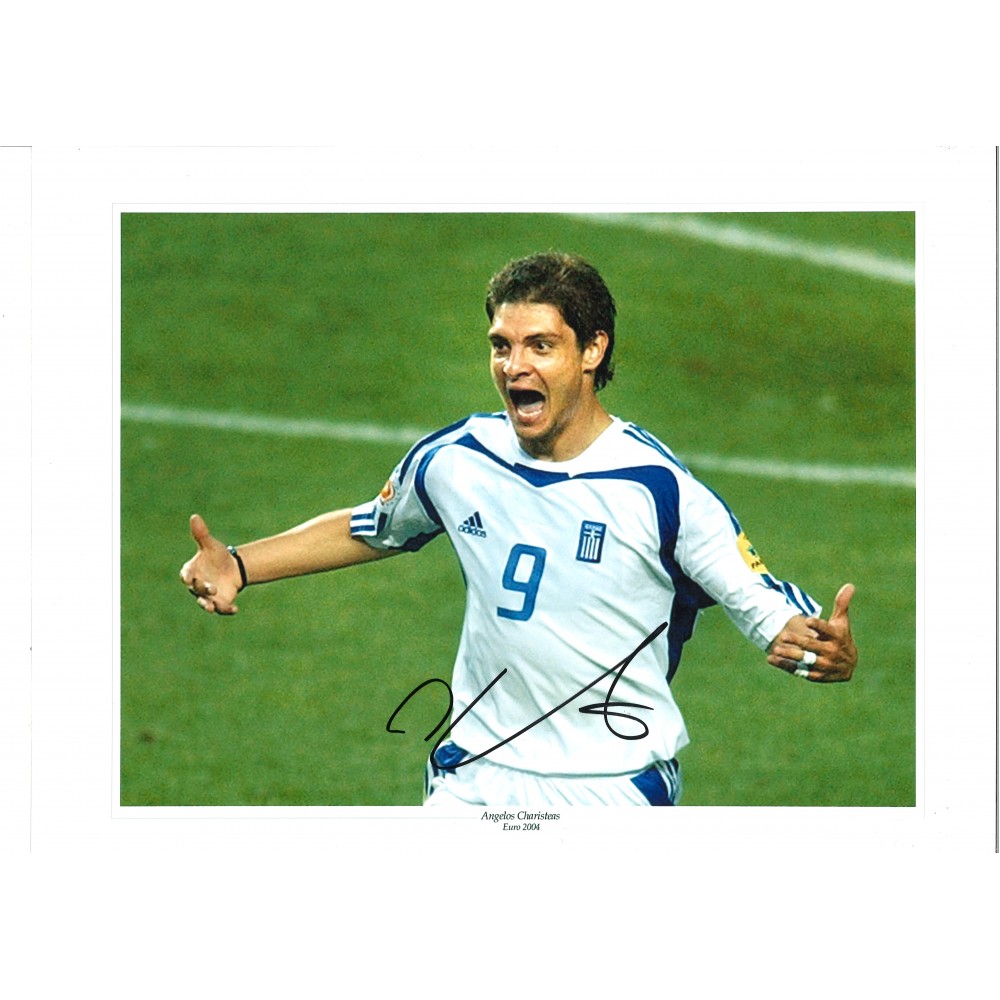 Angelos Charisteas Greece Signed 16 x 12 inch football photo. Angelos Charisteas Greece Signed 16 x 12 inch football photo.