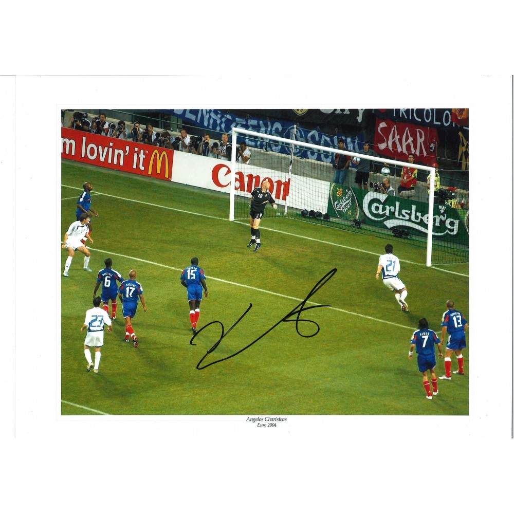 Angelos Charisteas Greece Signed 16 x 12 inch football photo. Angelos Charisteas Greece Signed 16 x 12 inch football photo.