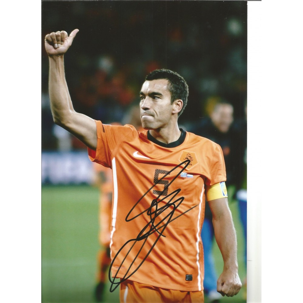 Giovanni Van Bronckhorst Holland Signed 10 x 8 inch football photo.