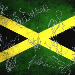 Jamacia 16 x 12 colour football photo signed by numerous players. Jamacia 16 x 12 colour football photo signed by numerous players.