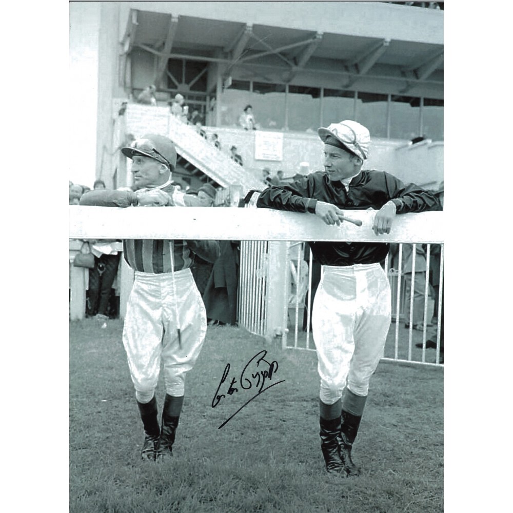 Lester Piggott Signed 16 x 12 inch horse racing photo. Lester Piggott Signed 16 x 12 inch horse racing photo.