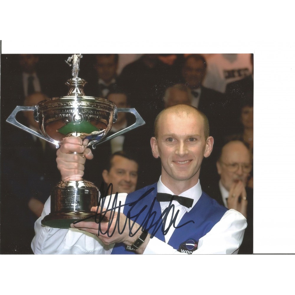Snooker Peter Ebdon 10x8 Signed Colour Photo Pictured Holding The World Championship Trophy