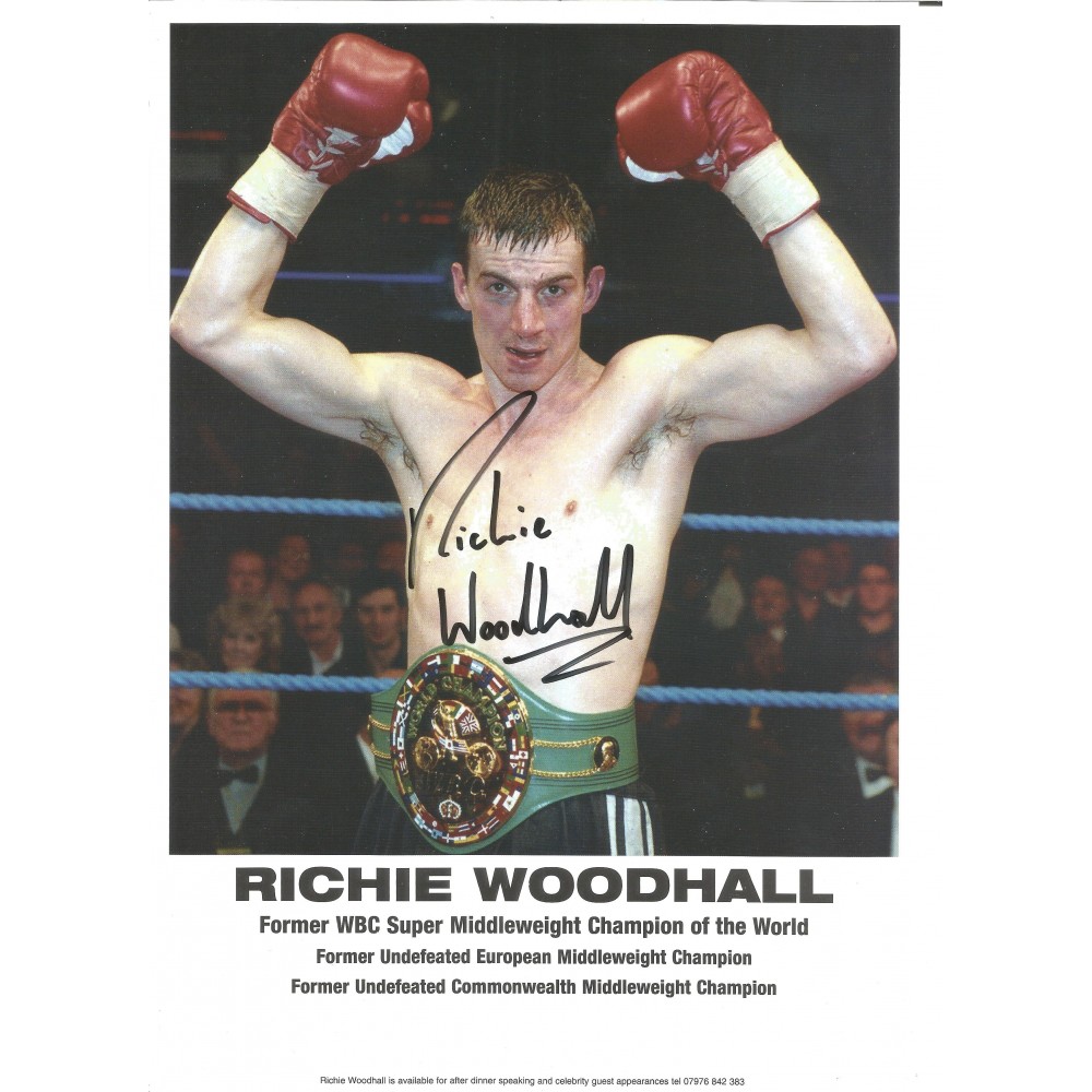 Boxing Richie Woodhall 10x8 Signed Colour Photo Pictured Celebrating Boxing Richie Woodhall 10x8 Signed Colour Photo Pictured Celebrating