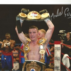 Boxing Michael Gomez 12x8 Signed Colour Photo Pictured Celebrating Boxing Michael Gomez 12x8 Signed Colour Photo Pictured Celebrating